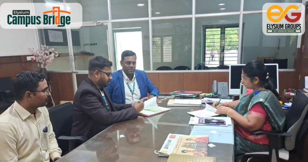 SRNM College MoU with CampusBridge signed by Dr. K. Krishnaveni and Mr. Veerabaskaran K