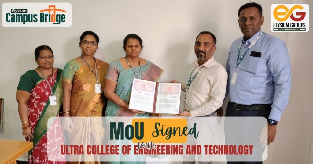 Ultra College MoU with CampusBridge signing ceremony at Madurai campus