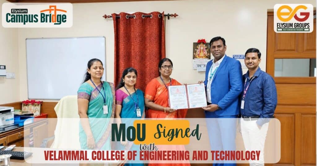 VCET Madurai MoU with CampusBridge signed by Dr. P. Alli and Mr. Veerabaskaran K